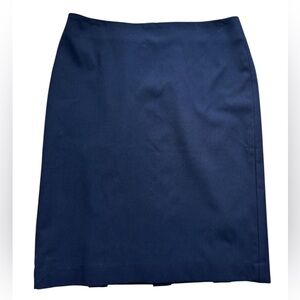 Talbots Petites 6P Deep Navy Blue Pencil Skirt Pleated Back Career Preppy Casual